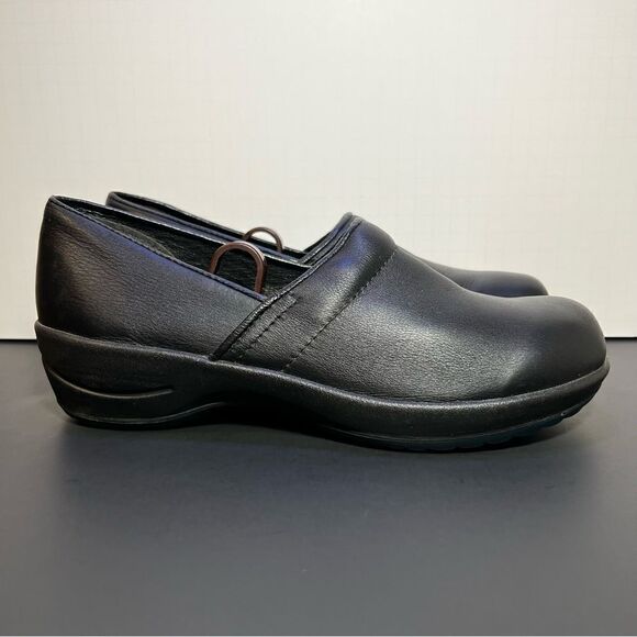 Womens SANITA Black Leather Slip On Clogs / Size 10.5-11 - EU 41 - Picture 2 of 9